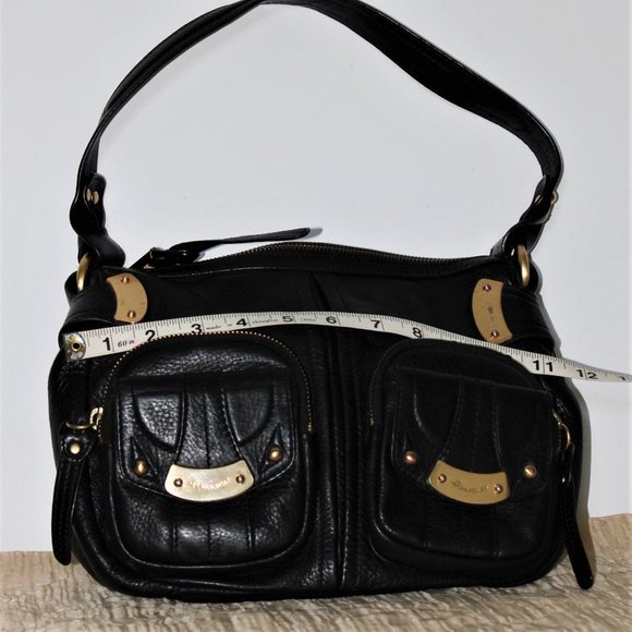 B. Makowsky Black Pebbled Leather Shoulder Bag - Picture 1 of 8